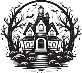 Fototapeta na wymiar Spooky Halloween Nights Vector House Illustration to Set the Scene