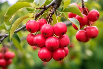 Obraz premium Crabapple hanging on a tree. Crabapple in the orchard