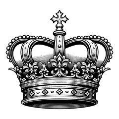 Royal Crown with Ornate Details sketch PNG - obrazy, fototapety, plakaty