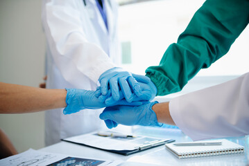 Doctor handshake and partnership in healthcare, medicine or trust for collaboration, unity or...