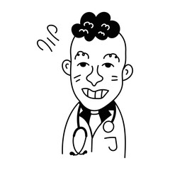 Trendy doodle avatar of a doctor 