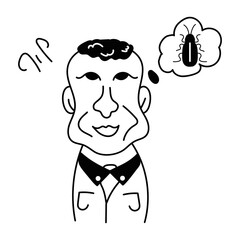 A fun doodle avatar of an entomologist 