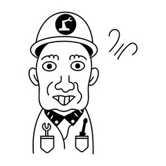 A well-designed fun doodle avatar of industrial engineer 