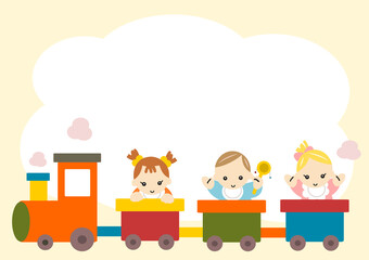 機関車に乗った赤ちゃん　コピースペース