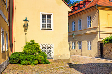 Cityscape - view of the narrow streets of the Novy Svet ancient quarter in the Hradcany historical district, Prague, Czech Republic