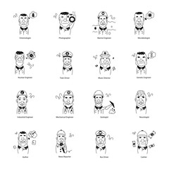 Bundle of Funny Faces Doodle Icons 

