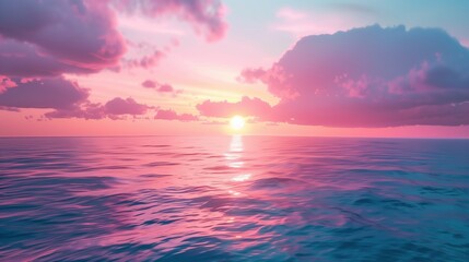 Beautiful sunset over the sea with the sky in pink and blue colors.