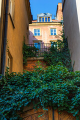 Fototapeta na wymiar Cityscape - view of old buildings on narrow streets in the Old Town of Warsaw, Poland