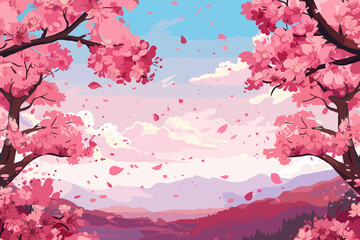 Obraz na płótnie Canvas Cherry blossom. Nature background, Vector Illustration