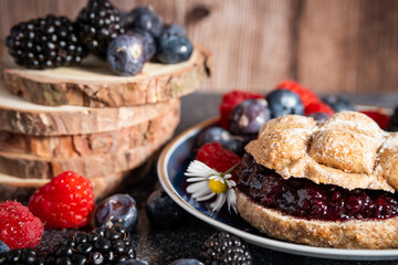 berry jam sandwich bread sweet snack close up 