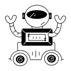 A glyph style icon of a space robot 