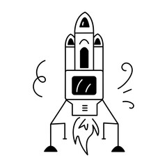 A well-designed doodle icon of rocket lander  © Prosymbols