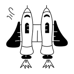Editable glyph icon of a space shuttle 