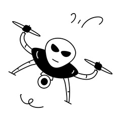 Grab this doodle icon of an alien drone 