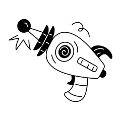 Modern doodle icon of an alien gun