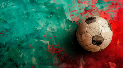 Soccer wallpaper with a ball in front of a green and red wall