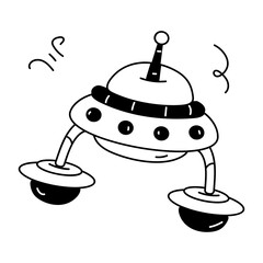 A well-designed doodle icon of alien spaceship 