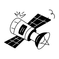 Easy to edit doodle icon of a satellite 
