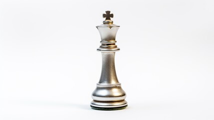 Fototapeta na wymiar Silver chess king isolated on white background