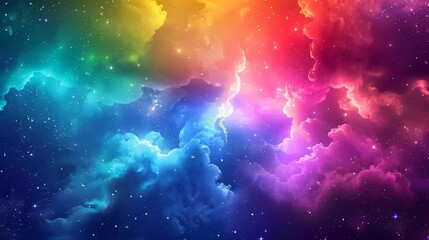 colorful cosmic galaxy background with nebula stars and abstract multicolored clouds - obrazy, fototapety, plakaty