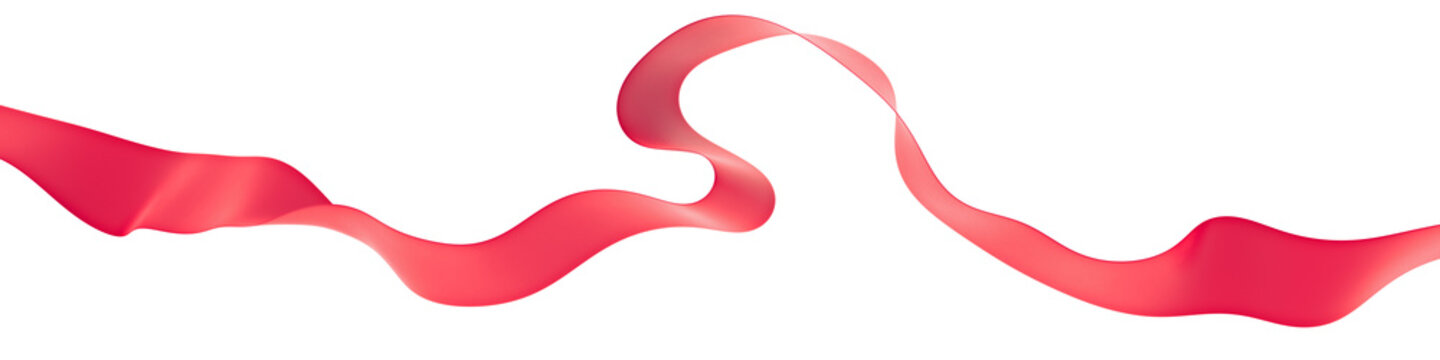 Curly fly red ribbon on an isolated background. 3d render