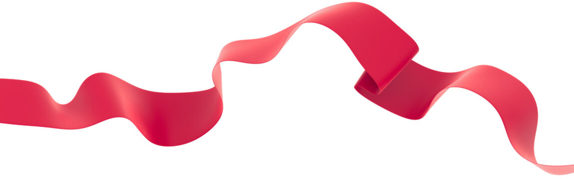 Curly fly red ribbon on an isolated background. 3d render