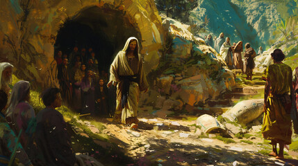 Jesus Leaving Empty Tomb