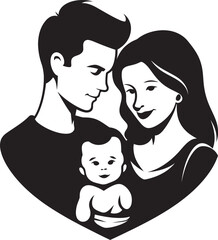 Vector Image Reflecting Family Happiness Husband, Wife, and Children