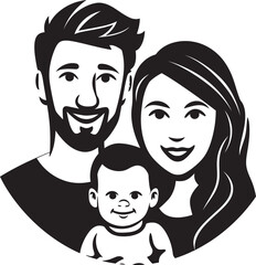 Vector Art Celebrating Family Unity Husband, Wife, and Children