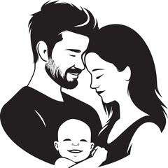 Joyful Family Life Husband, Wife, and Children Vector Graphic