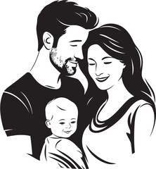 Family Values Illustrated Husband, Wife, and Children Vector Design
