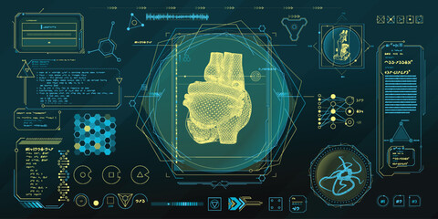 Vector data elements for sci-fi interface infographics. - obrazy, fototapety, plakaty