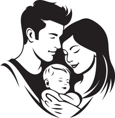 Family Bonding in Art Vector Illustration of Husband, Wife, and Children