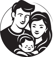 Vector Drawing Showing Husband, Wife, and Children Happiness