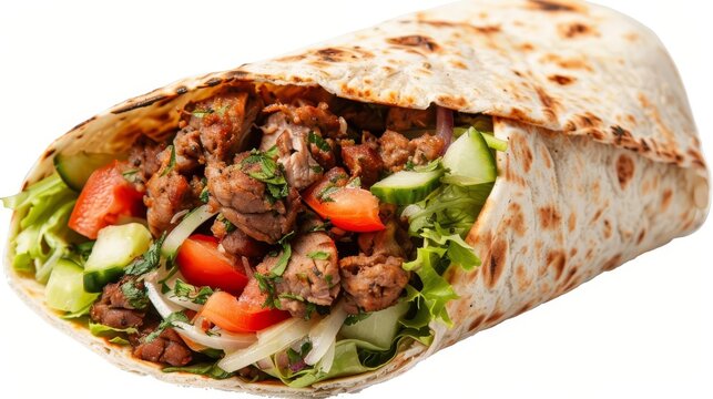 delicious shawarma cut out on blank background middle eastern food isolated