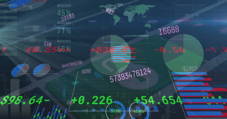 Image of covid cells and social media icons with computer cables
