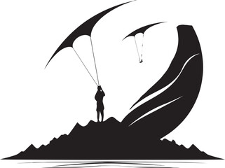 Bold Kite Surfer Vector Drawing