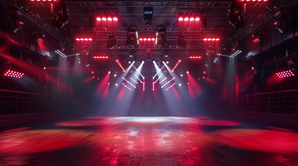 empty nightclub stage with dramatic spotlights and dark atmosphere music hall interior 3d illustration