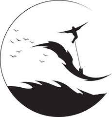 Surreal Kite Surfer Vector Drawing - obrazy, fototapety, plakaty