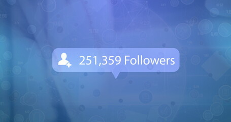 Image of number count on people over processing data on processing on screens