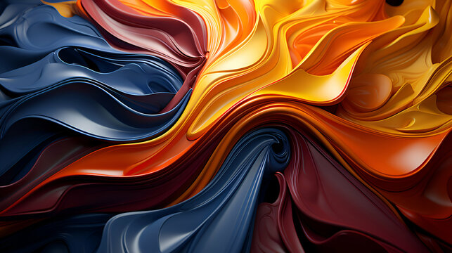3d rendering of abstract wavy background. Colorful liquid flow.