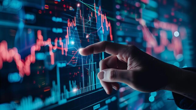 etf exchange traded fund person touching financial stock market growth chart on virtual screen digital 3d illustration