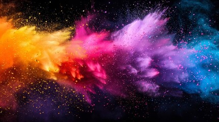 explosion of colorful powder paint for holi festival celebration abstract dust cloud illustration - obrazy, fototapety, plakaty