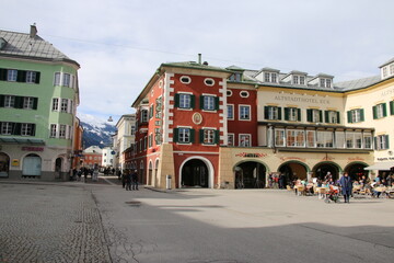 old town square in the alpine town Lienz