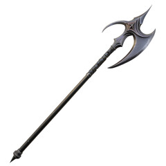 Naklejka premium Intricately Designed Medieval Polearm Weapon, Symbolic of Historical Warfare and Weaponry.