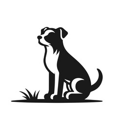 Cute dog illustration vector silhouette on white background