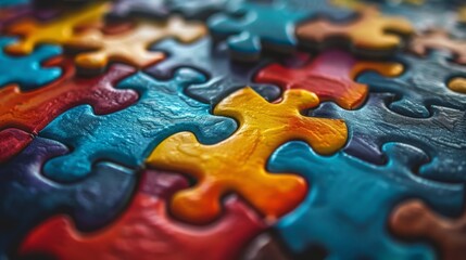 A multi-colored puzzle. Autism Recognition Day. The Art of Studying Autism