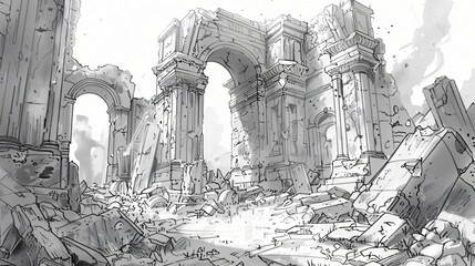 Fantasy scene ancient ruins game design inspiration. 