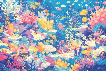 Fototapeta na wymiar A colorful coral reef texture with intricate patterns of corals and anemones