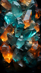 multicolored crystals on black background
